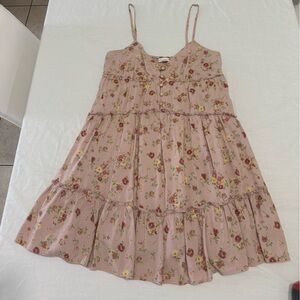 Aeropostale Pink Floral Tiered Sundress Size M